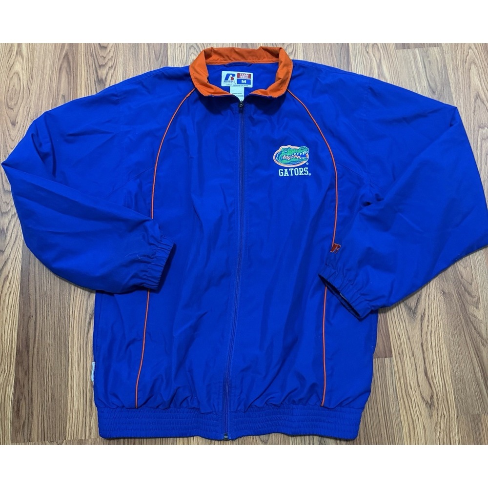 Florida Gators Jacket Mens Medium Russell Athletic Team Issue Windbreaker Blue
